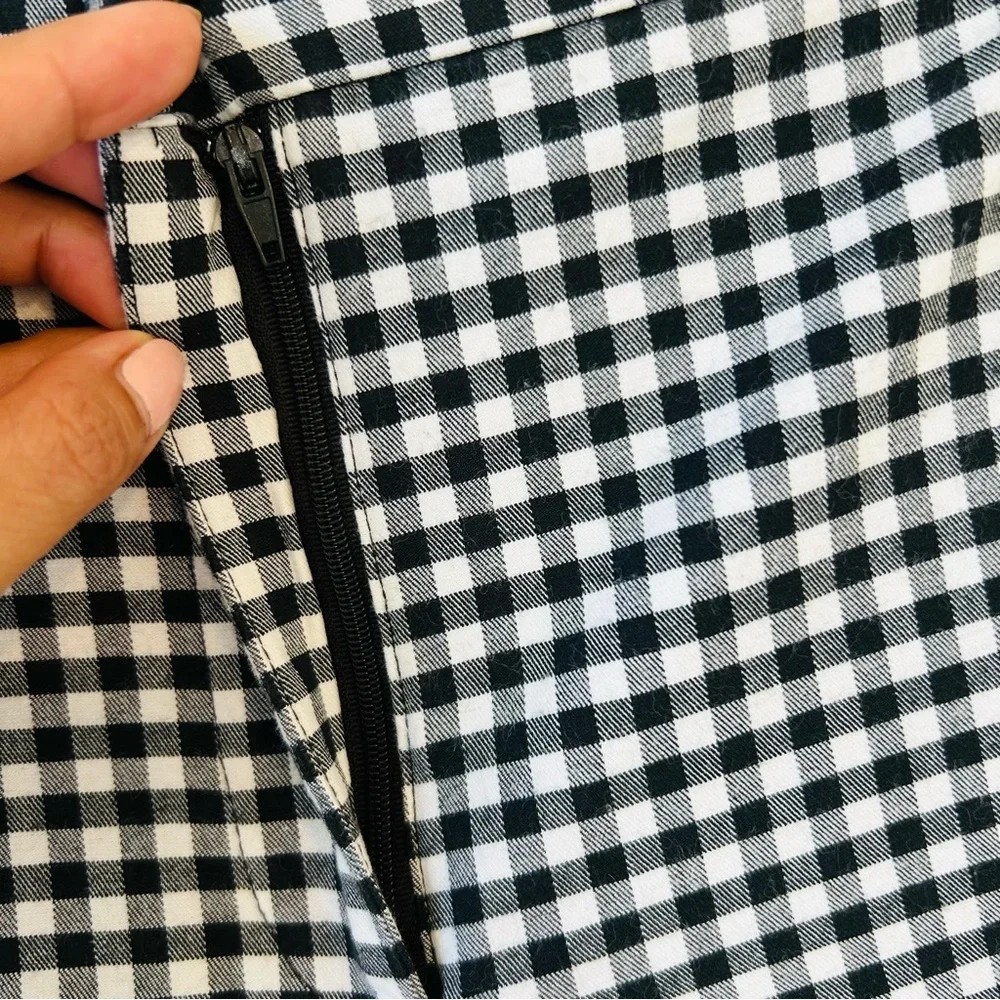 Zara Women’s Black White Gingham Ankle Cropped Pants Ruffle Trim Size M - Picture 13 of 14
